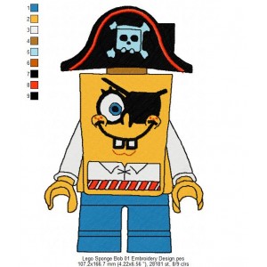Lego Sponge Bob 01 Embroidery Design